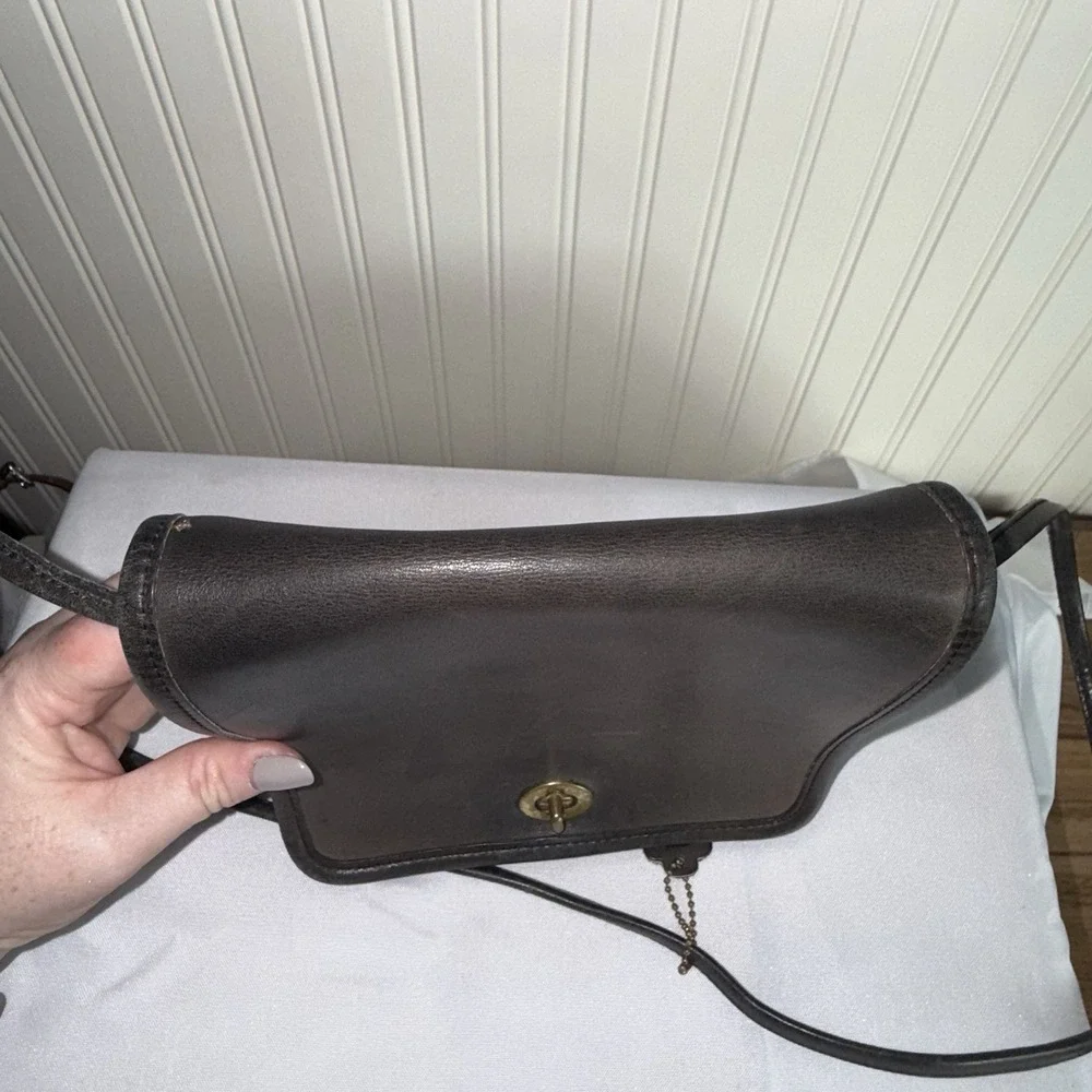 Vintage COACH Pre '94 Compact Pouch Black Leather Crossbody Bag Purse USA